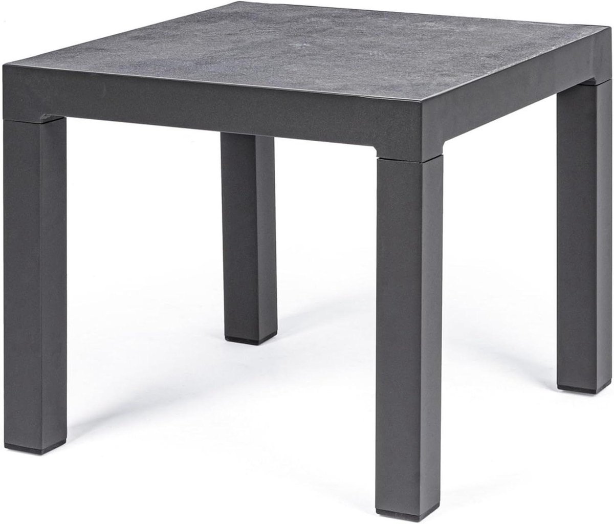 Tuintafel Oviedo - Bijzettafel Buiten - Buiten Ontspannen - Keramiek en Aluminium - 50 x 50 cm - Antraciet