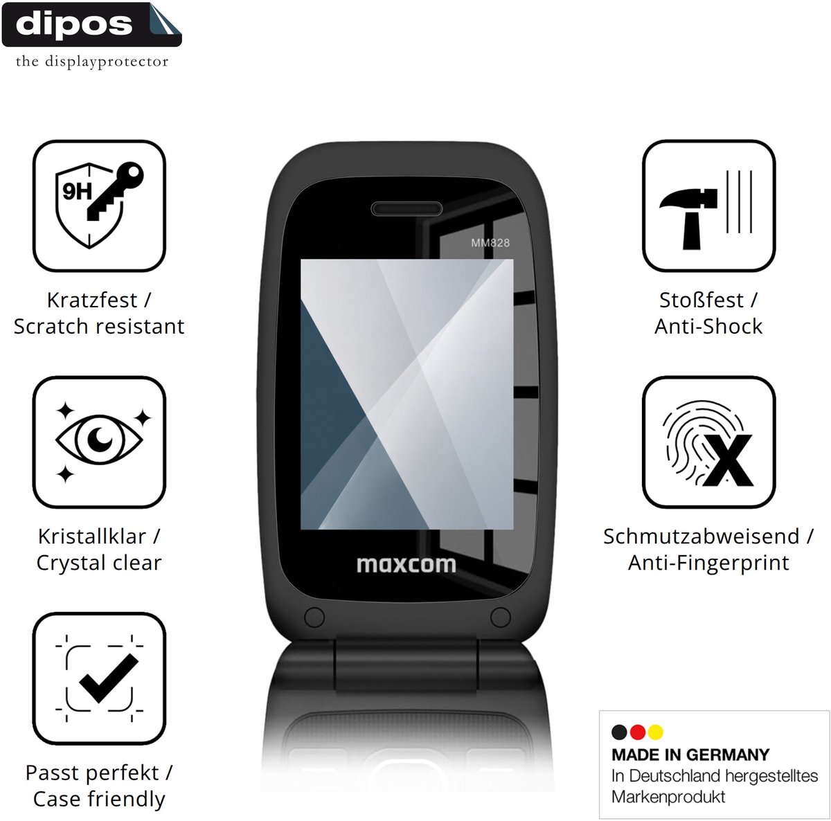 dipos – 2x Pantserfolie geschikt voor Maxcom MM828 Binnenkant | 9H Screenprotector