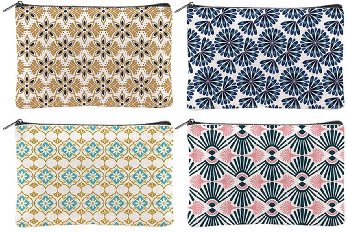 Canvas Kosmetische Zakken Make-upzakken met Ritssluitingsreizen Toiletry Zakken voor Vrouwen Partij Winkelen Accessoires, Boho Bloemen