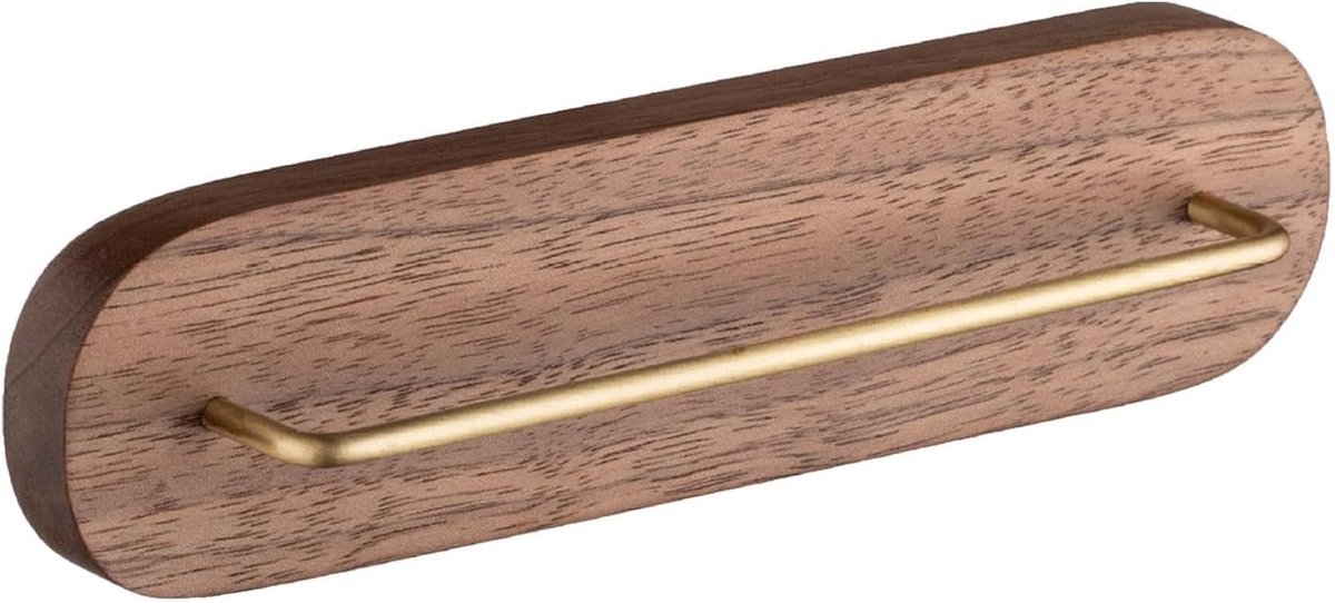 Koffiefilterhouder van Walnoot en Messing - Wand- en Aanrechtmontage - 13.8x3.5 cm - Geschikt voor Kegelfilters