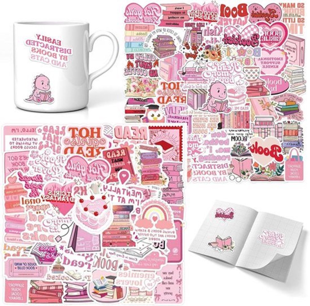 Roze Stickers Set – 110 Stuks Hoge Kwaliteit Vinyl in Meerdere Stijlen, Waterproof en Geschikt voor Diverse Oppervlakken