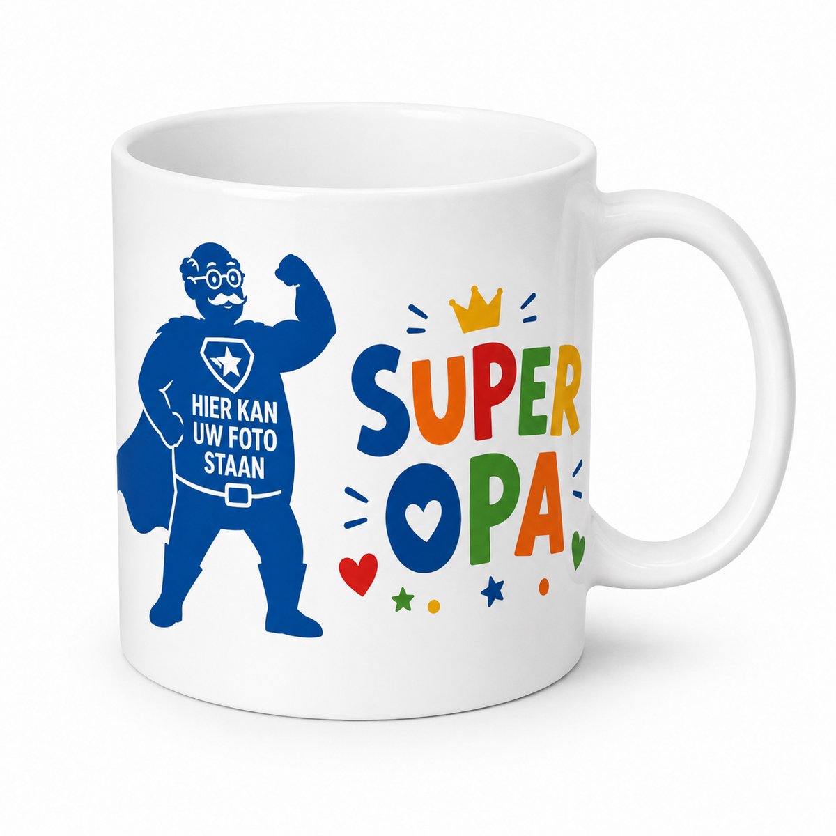 Gepersonaliseerde Fotomok Super Opa – Mok met Eigen Foto – Cadeau voor Opa – Koffiemok Opa – Theemok Grootvader – Superheld Opa Beker – Opa Cadeau met Foto en Tekst – Witte Keramische Mok
