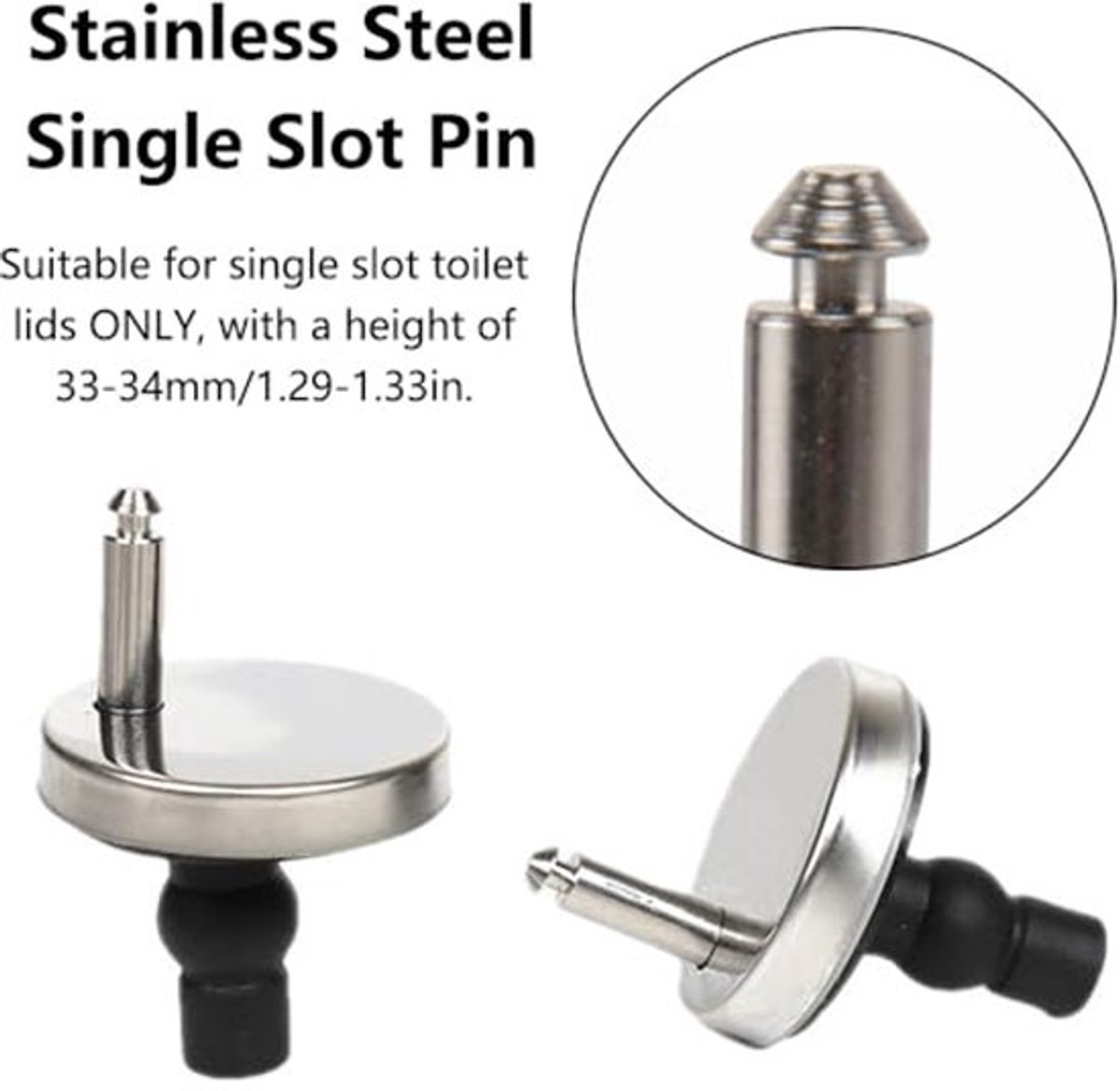 Universele toiletbrilbevestigingen, 2 stuks snelkoppelingen bovenscharnieren, roestvrijstalen toiletbrilvervangingsset met expansieschroeven en bouten, diameter 45 mm/1,77 inch (verbeterd)