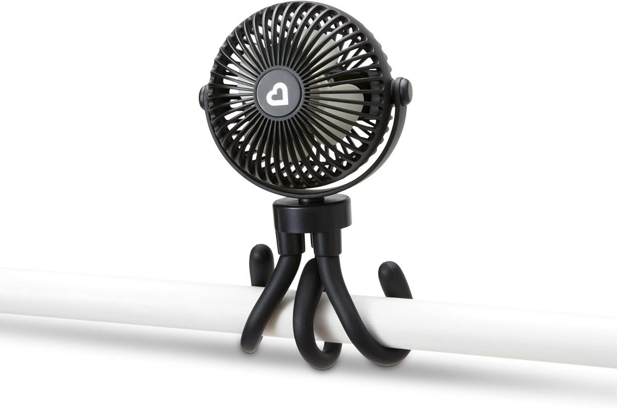Draagbare Kinderwagenventilator - Mini Ventilator Baby - Koel Blijven Onderweg - Flexibele Bevestiging - 4 Snelheden - Zwart