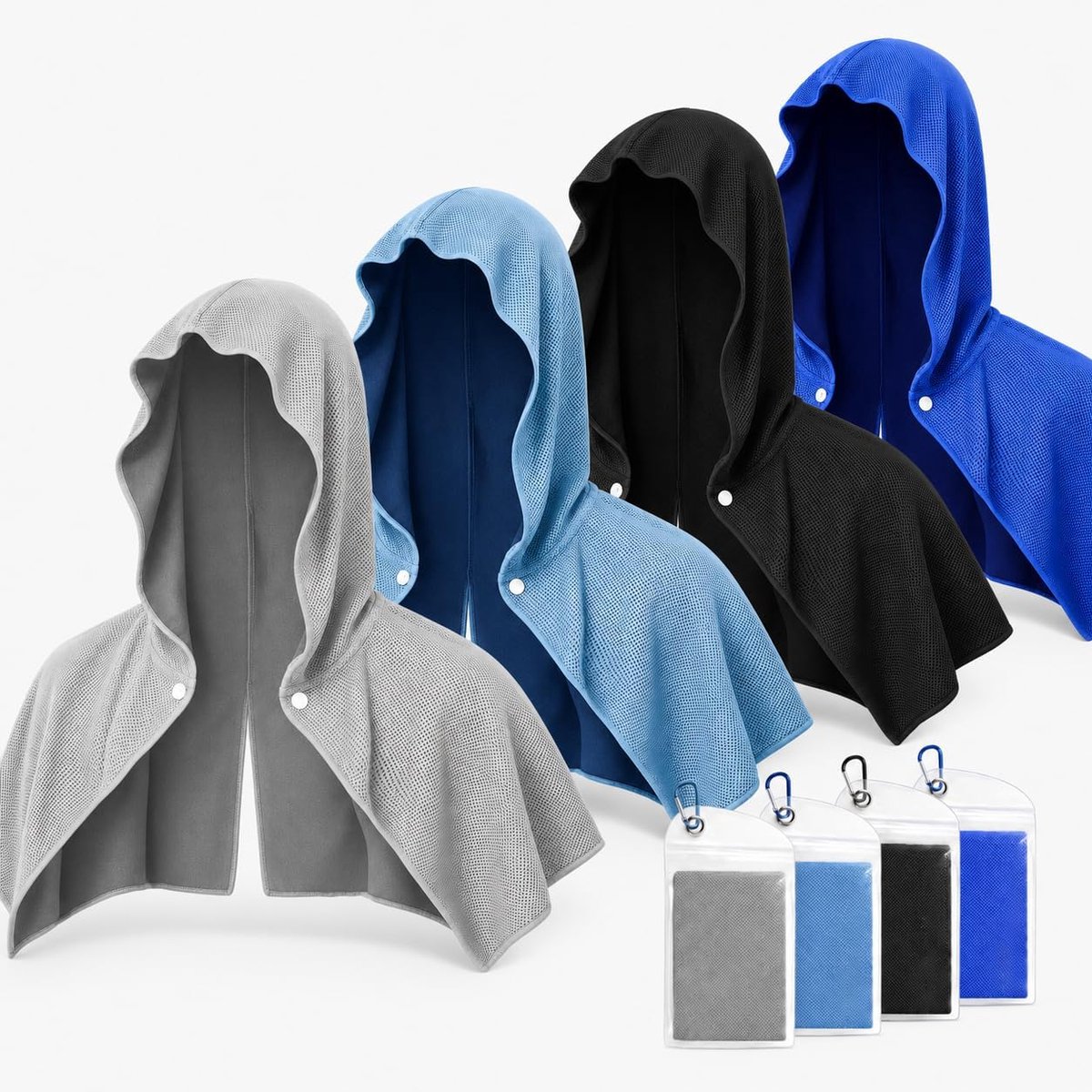 4 Stuks Koelende Capuchon Handdoeken voor Nek en Gezicht | UPF 50 Zonbescherming & Instant Verkoeling | Zacht Ademend Herbruikbaar | Voor Workouts Sport Fitness Kamperen en Alle Buitenactiviteiten| Cyslmuk®