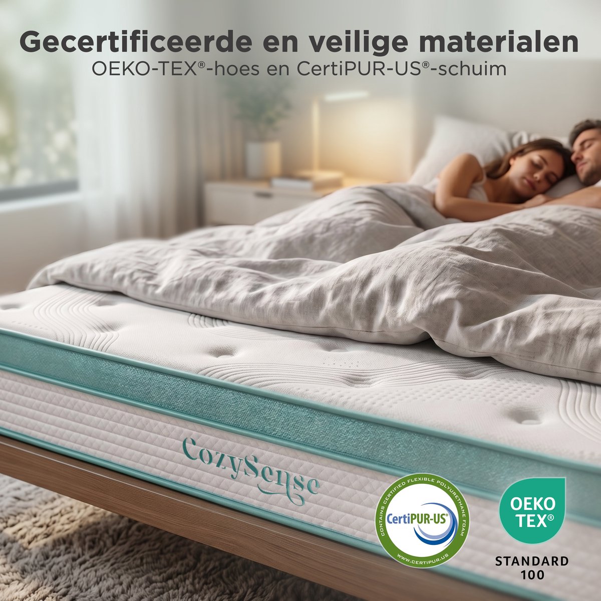 CozySense® Hybride Matras 140x200 cm – Tweepersoons Pocketvering – Traagschuim & Koudschuim – 7-Zones – 25 cm Dik – Medium thumbnail 5