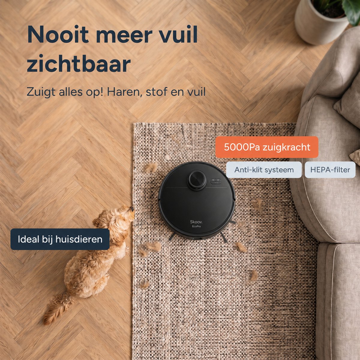 Skoov EcoPro Robotstofzuiger met Dweilfunctie Zwart 28W - afbeelding 2