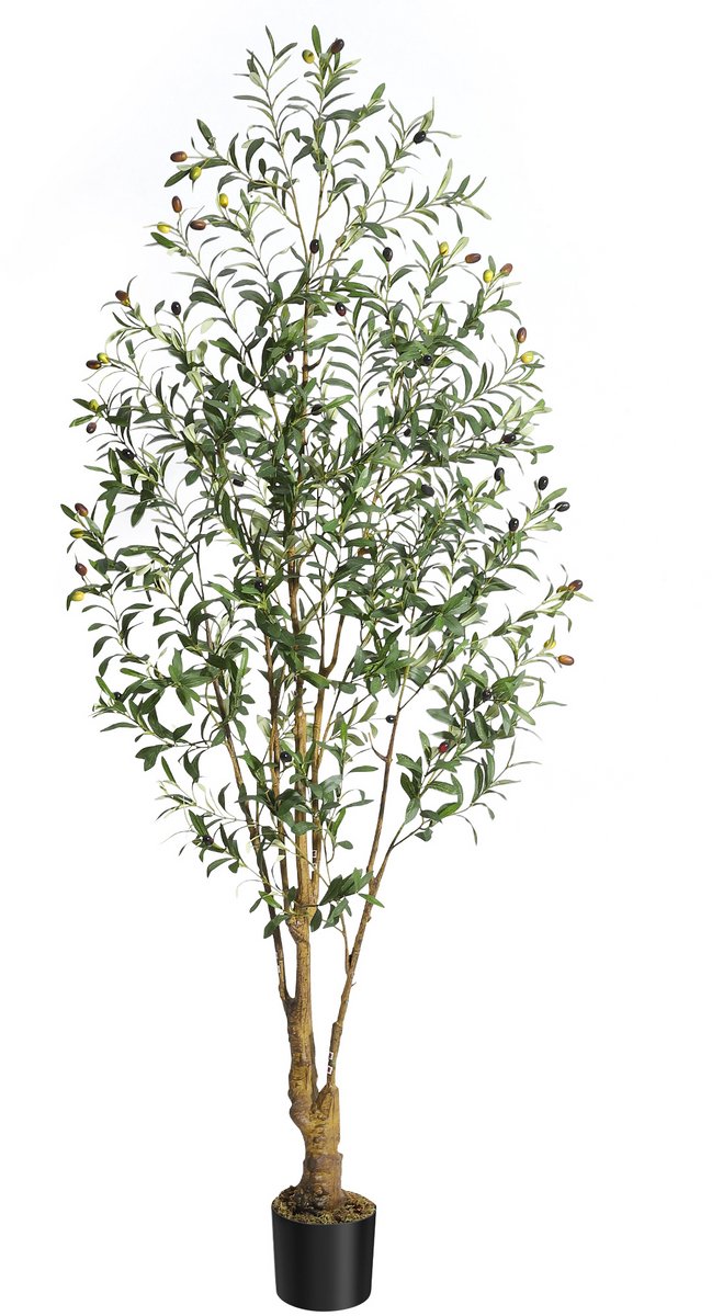 180 cm hoge natuurgetrouwe kunst‑olijfboom in pot, verstelbare takjes, levensechte bladeren en vruchten, decoratieve nep‑boom voor woonkamer, kantoor en terras binnenshuis