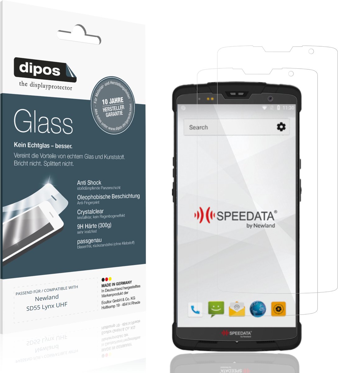 dipos – 2x Pantserfolie geschikt voor Newland SD55 Lynx UHF | 9H Screenprotector