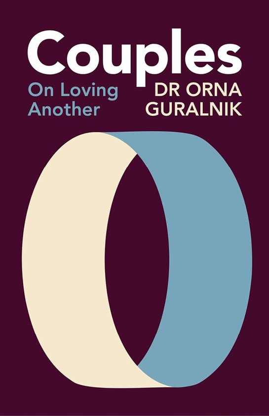 Livre "Couples" avec le texte "On Loving Another" et "DR ORNA GURALNIK", avec un cercle beige et bleu.