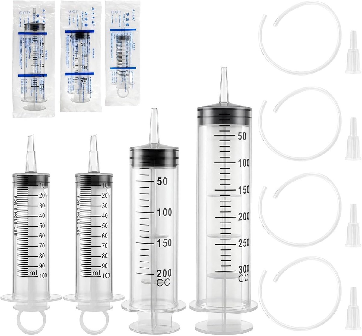Grote capaciteit spuit van 100 ml voor vloeistoffen, olie, lijm, huisdiervoeding en plantenirrigatie, ideaal voor werk en wetenschap
