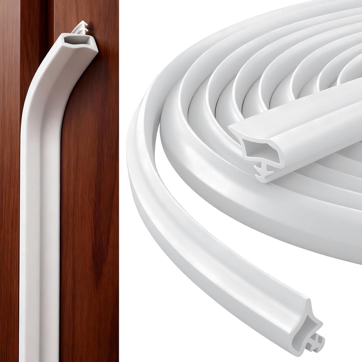Deurkozijnafdichting voor geluidsisolatie, rubberen deurafdichting voor houten frames, tochtstopper en vochtbescherming voor spleten van 2,5-3,5 mm