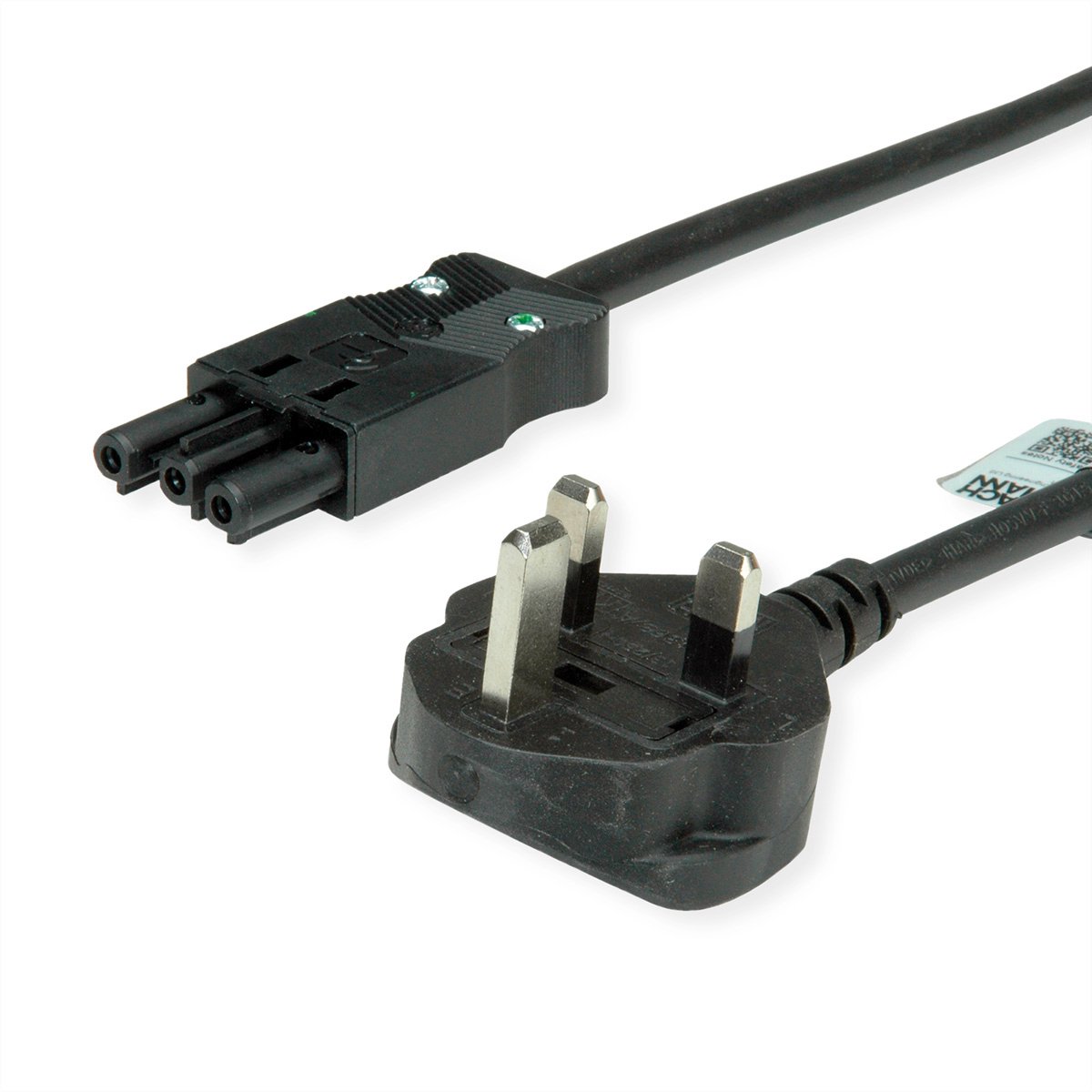 BACHMANN stroomkabel H05VV-F 3G 1,5 mm², UK-stekker 13A Installatiekoppeling, zwart, 4 m