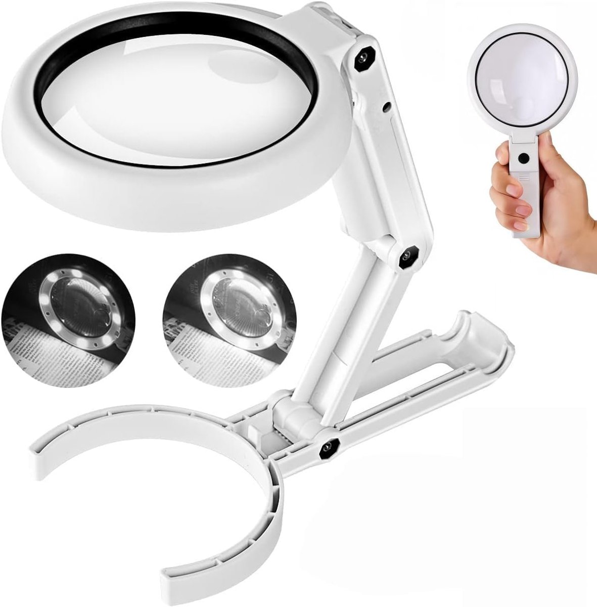 Vergrootglas Met Licht En Standaard - Verlichte Vergrootglas Met Inklapbare Arm - Handloep Voor Het Lezen Van Sieraden