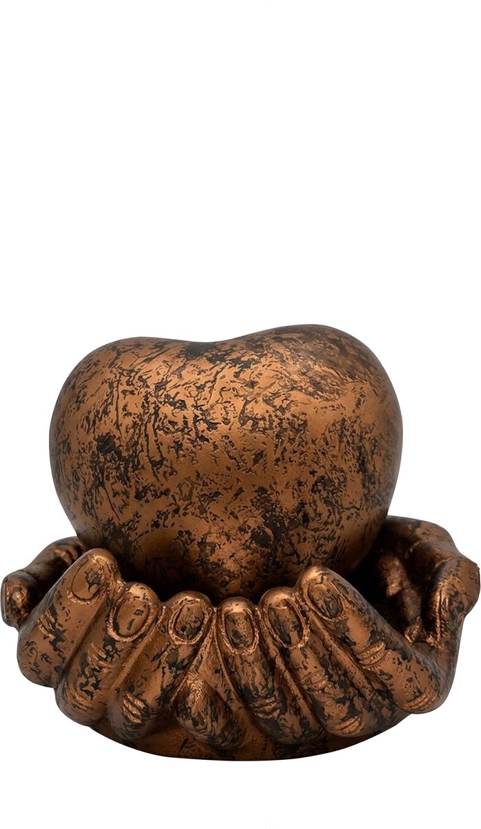 Hangemaakte As Urn - 750 ML - Crematie Urn - Uniek - Voor Huisdieren of Menselijk As - Crematie As - Mini Urn - Decoratie Urn - Handen met Hart - Brons