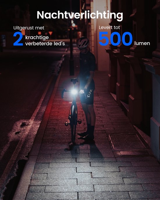 RAVEMEN FR500 500 Lumen Fietskoplamp voor Nachtelijk Fietsen-Compatibel met Garmin/Wahoo Fietscomputers-6 Modi USB-C -Automatisch aan/uit -IPX6 Waterdicht-geschikt voor racefietsen en stadsfietsen — afbeelding 5
