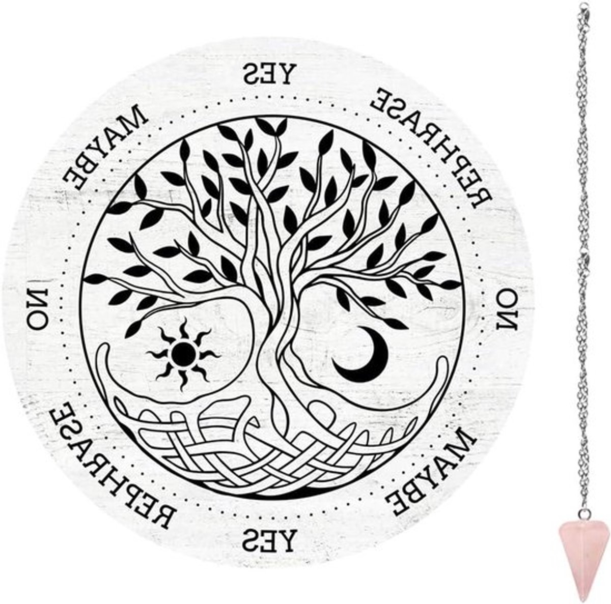 - Houten - Pendelplank - Metafysisch - Rozenkwarts - Kristal - 7,9 cm - Geschikt voor - We