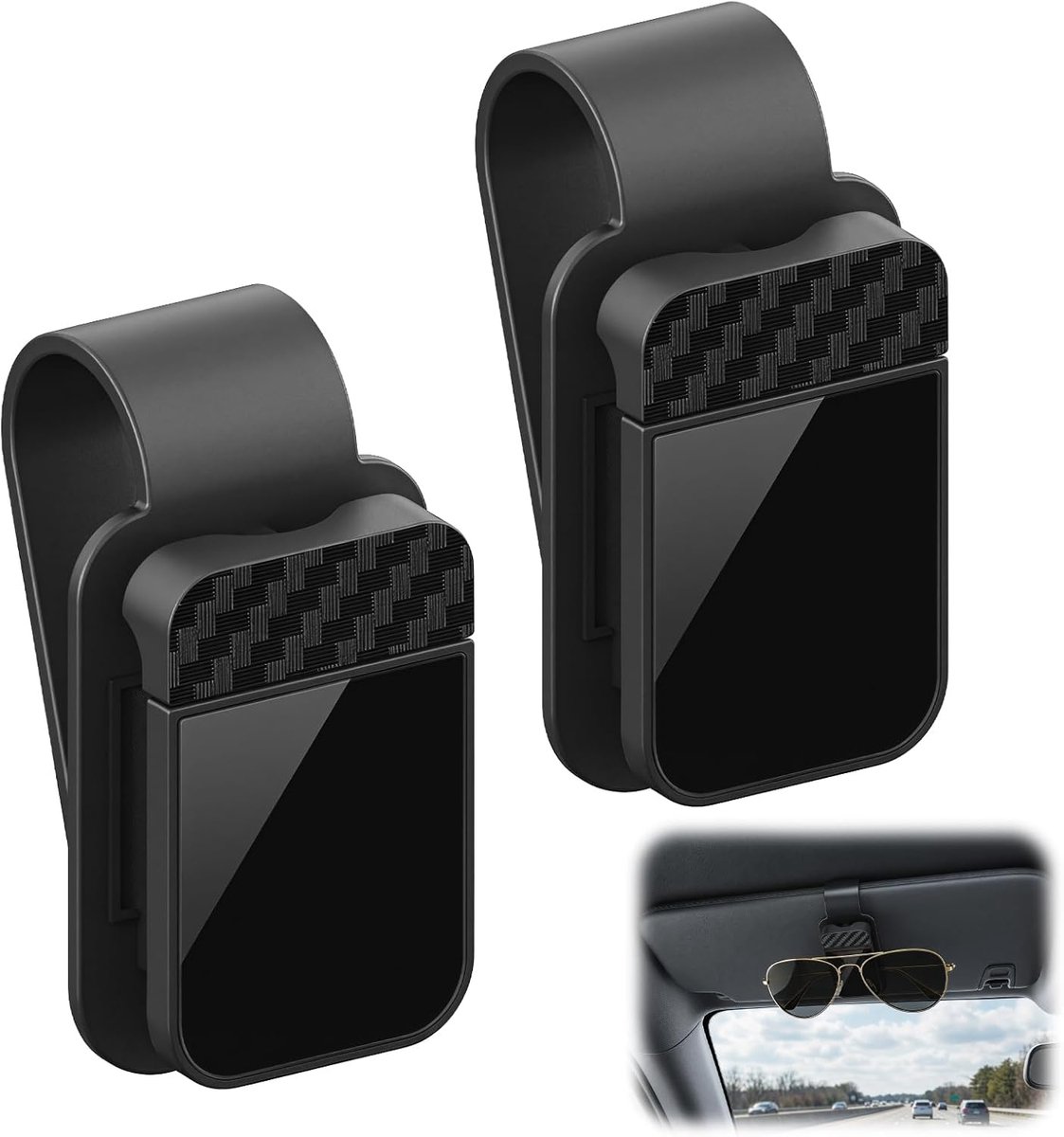 2 Stuks Brilhouder voor Autozonneklep, Universele Autobrilhouders, Zonnebrilhouder Autovizier, Brillenhouders voor de Auto, Multifunction Zonnebrilhouder voor Auto, voor de Meeste Brillen, Zwart | Brillenhouder zonneklep