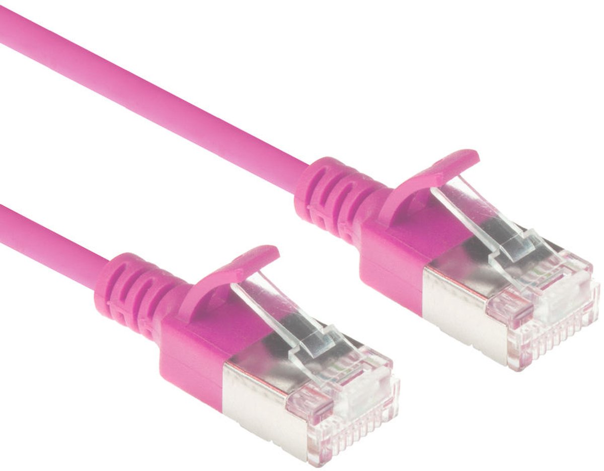 ACT DC7410 LSZH U/FTP CAT6A Datacenter Slimline Patchkabel Snagless | RJ45 Connectoren | Roze | 10 meter