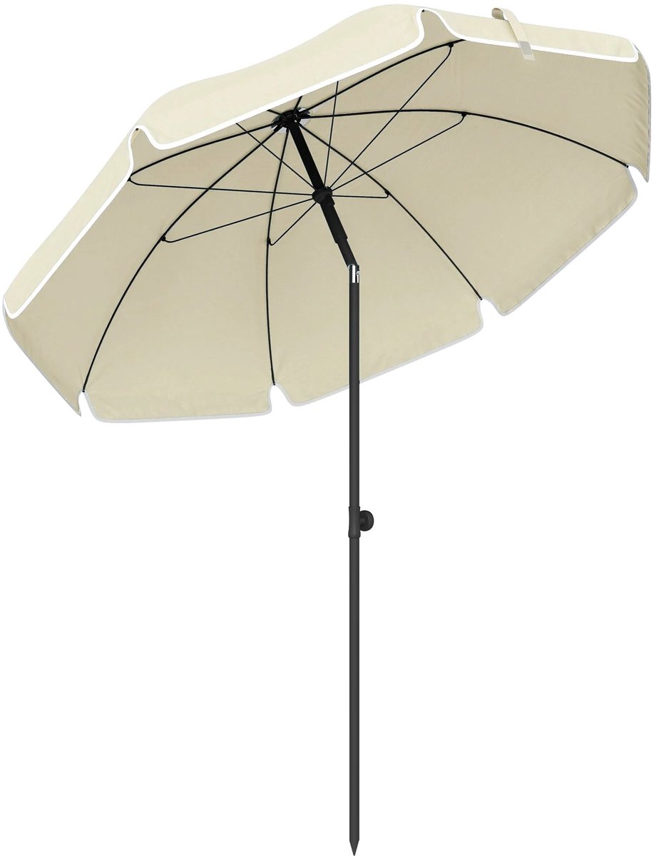 Bresht Parasol - Strandparasol - Kantelbaar - Gemakkelijk mee te nemen Bohemian uitstraling - Beige