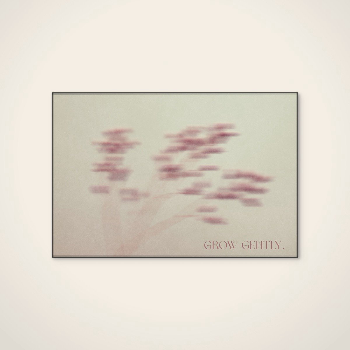 Akoestisch schilderij - 90 x 60 cm - Grow Gently Botanical van Treechild - Abstracte wanddecoratie - zwart textielframe