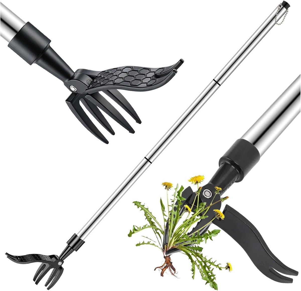 Ergonomische Onkruidverwijderaar met Lange Handgreep voor Eenvoudig Wieden in de Tuin en Op het Terras, Ideaal voor Wortelverwijdering en Tuinonderhoud