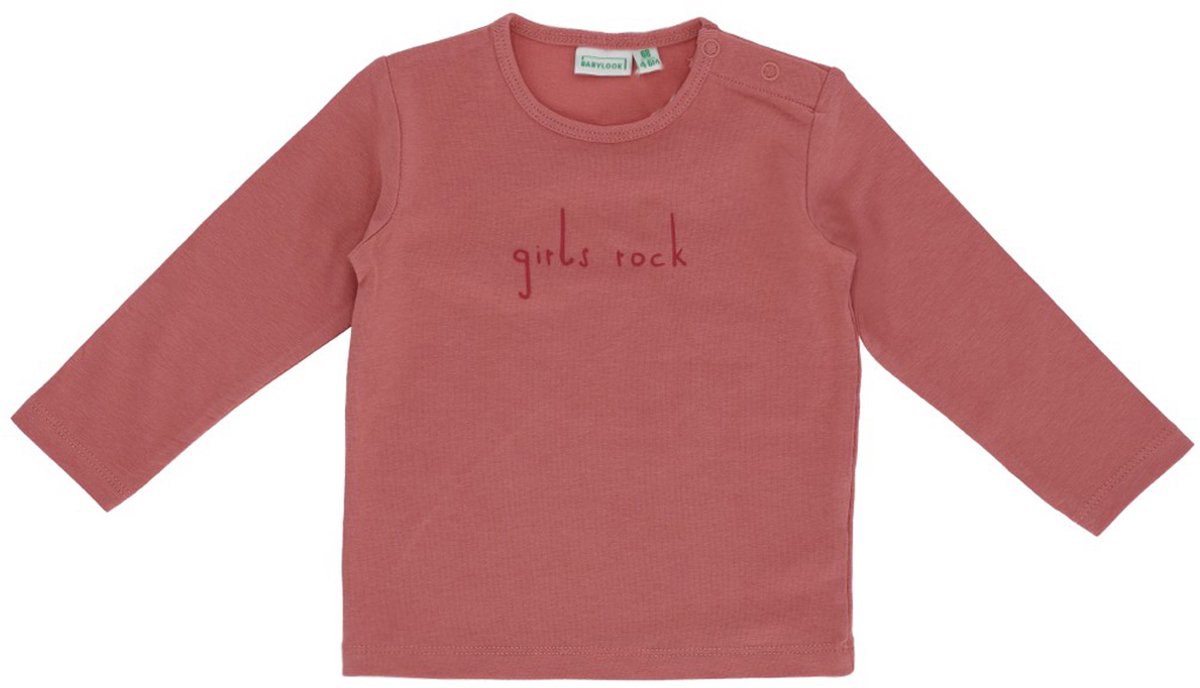 Babylook T-Shirt Lange Mouw Girls Rock - Maat 56 - Dusty Rose