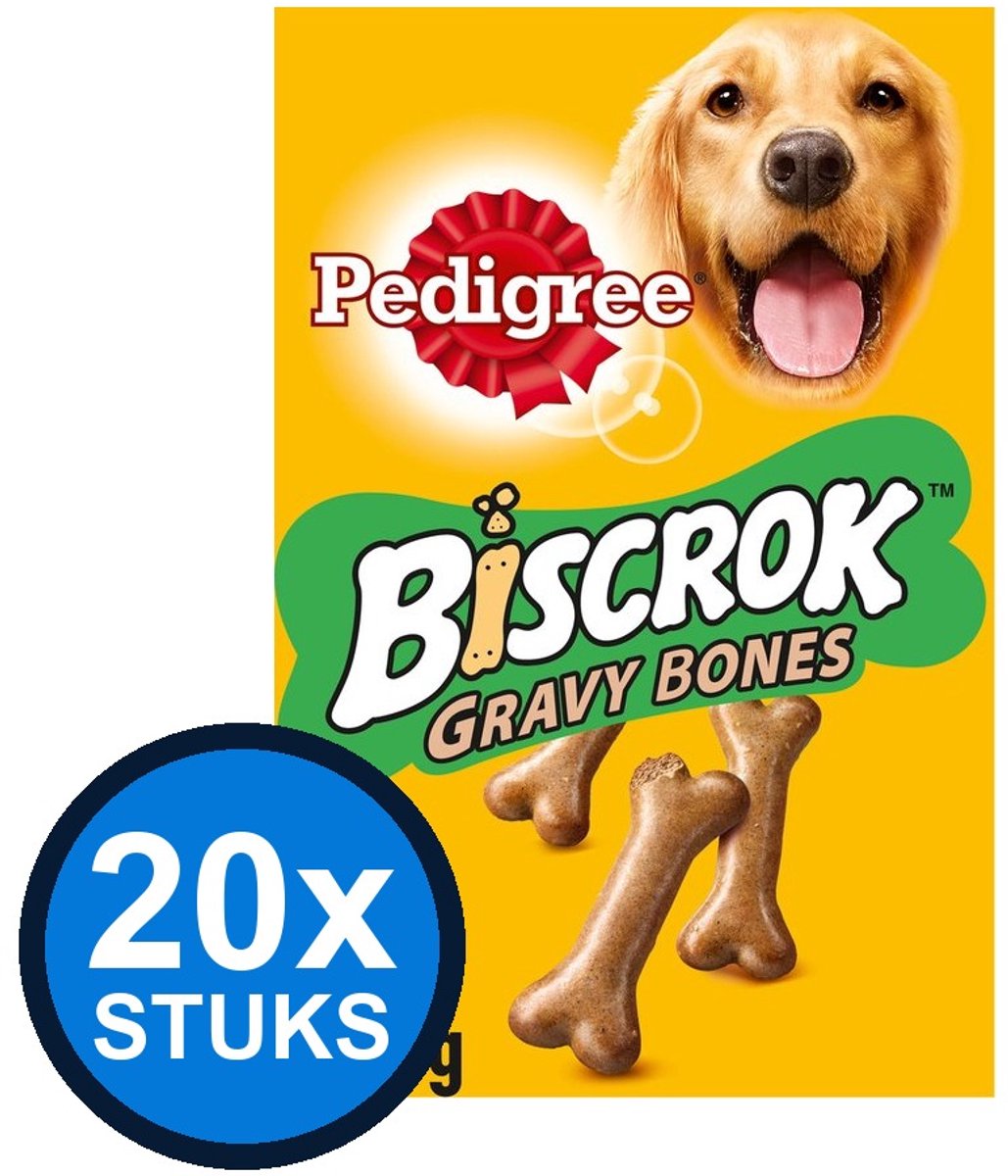 20x Pedigree - biscrok gravy bones 400gr - Hondenvoer Snacks - 400 g