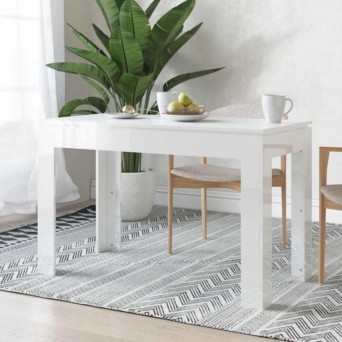 Eettafel - Eetkamertafel Maaltijdtafel - Samen Eten - Strakke Eenvoudige Lijnen - 120x60x76 cm - Hoogglans Wit