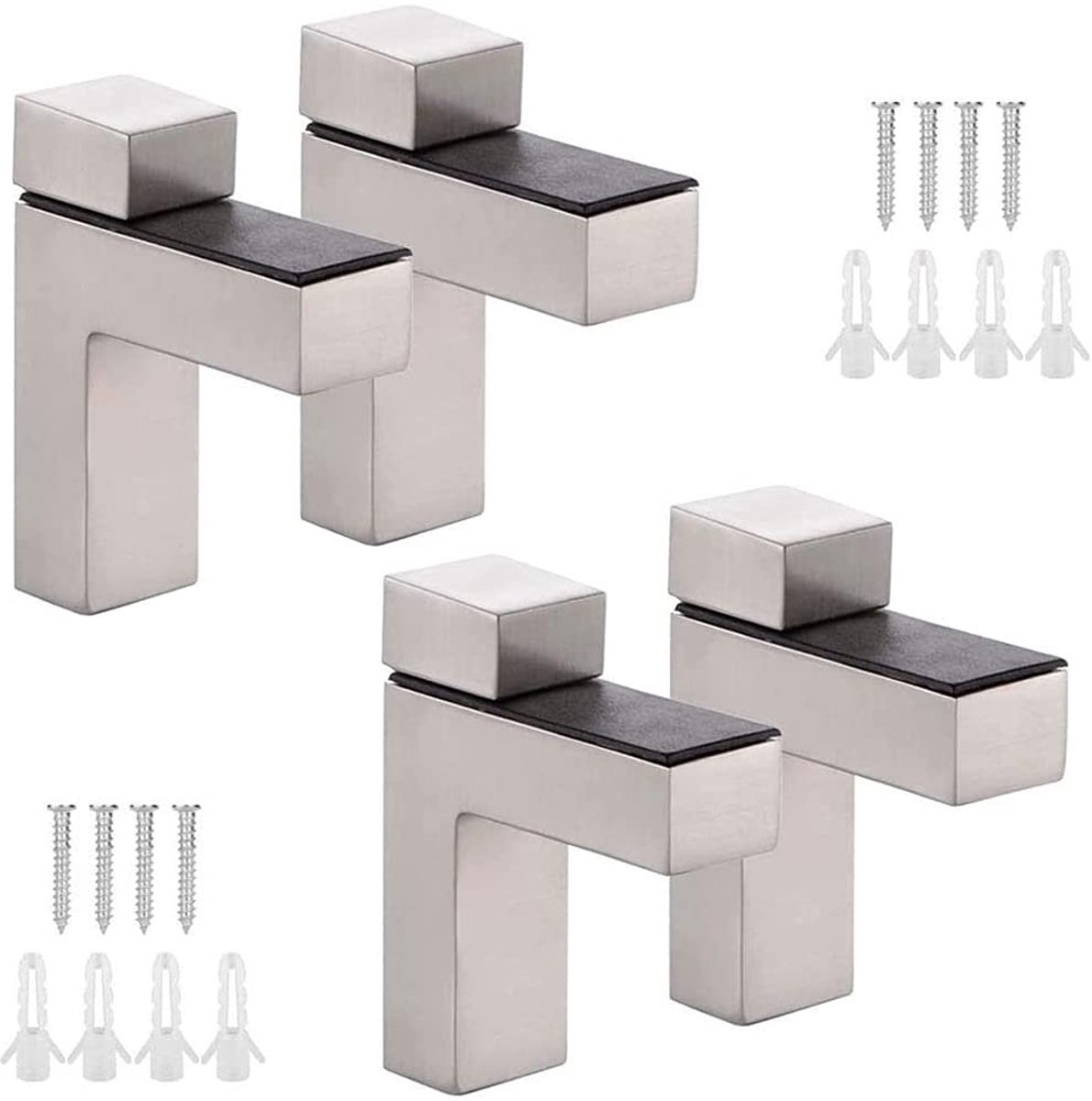 Glazen plankdragers - Set van 4 - Glazen planksteun - Plankverdeler - Verstelbare plankclip - zinklegering - Glasclip