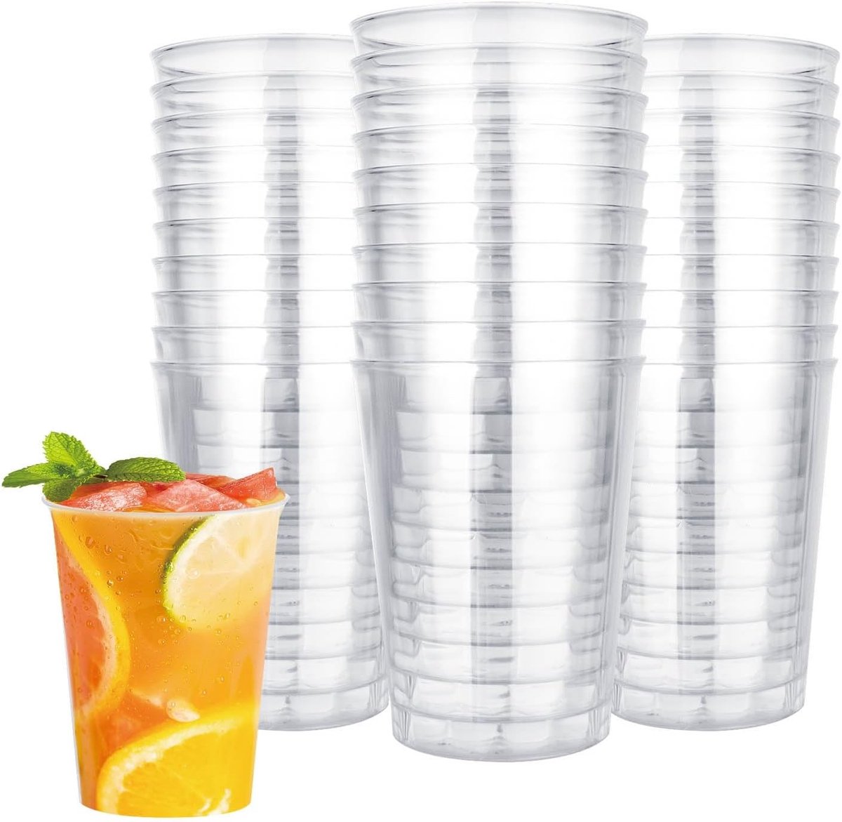 Pack van 120 stapelbare plastic bekers 300 ml - Vaatwasserbestendige, shatterproof en herbruikbare drinkbekers voor feestjes en evenementen