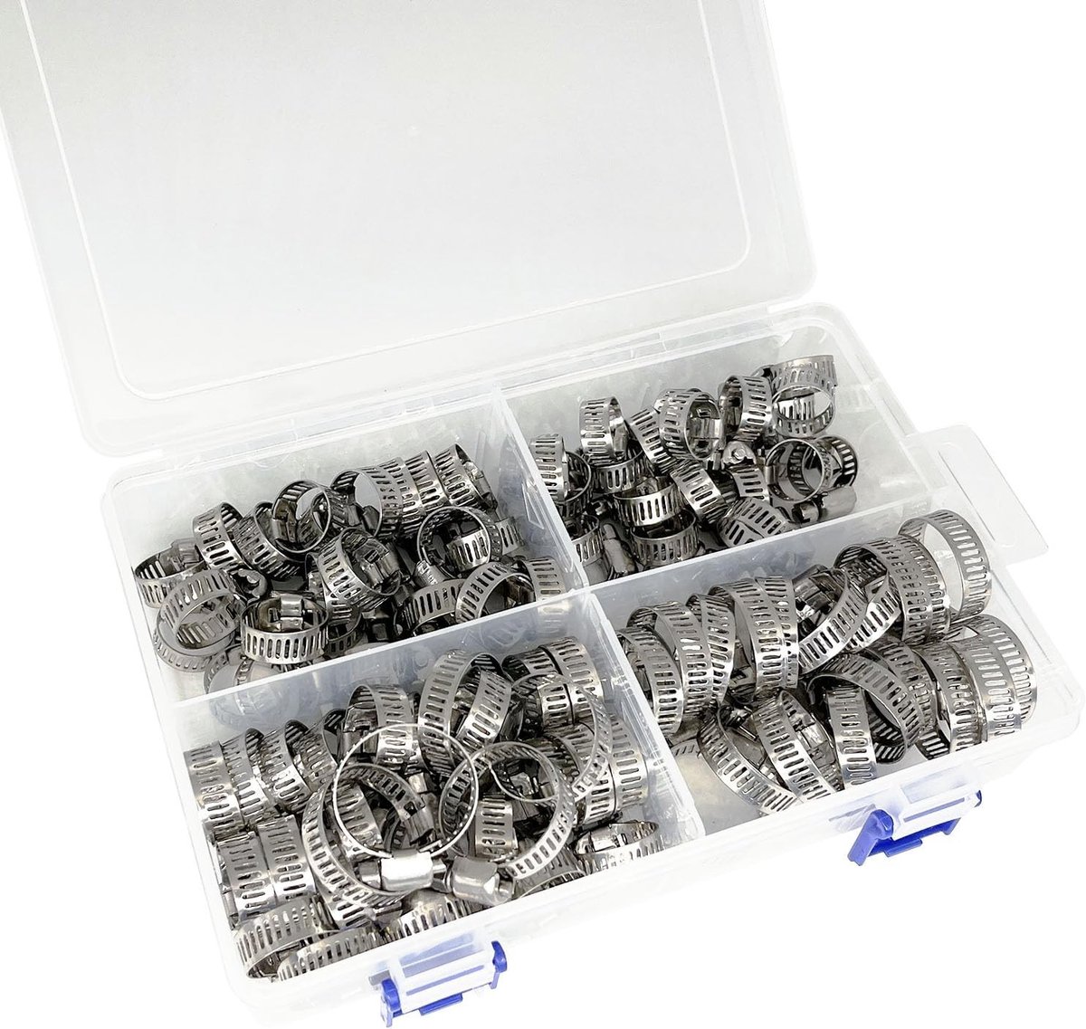 Assortiment van 100 RVS Slangklemmen Verstelbaar 6-38mm voor Pijpen, Hoses en Verwarmingstoepassingen
