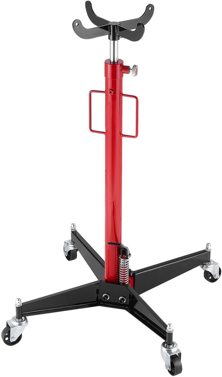 Hydraulische Autokrik/Versnellingsbakkrik met een Hefvermogen van 500 kg, Telescopisch Ontwerp met Pedaalbediening, 360° Zwenkwielen, Verstelbare Hefhoogte van 112-187 cm, Ideaal voor Garage- en Werkplaatsgebruik, Rood en Zwart
