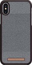 Nordic Elements Sif backcover voor Apple iPhone X/Xs -   Pied-de-poule bruingrijs / wit textiel