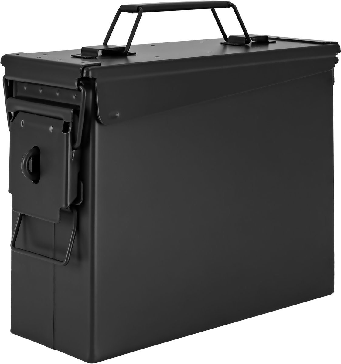 Trucky Munitiekist – Metalen Kist / Opbergdoos met Deksel – 28 x 10 x 22 cm – Legerzwart Metaal