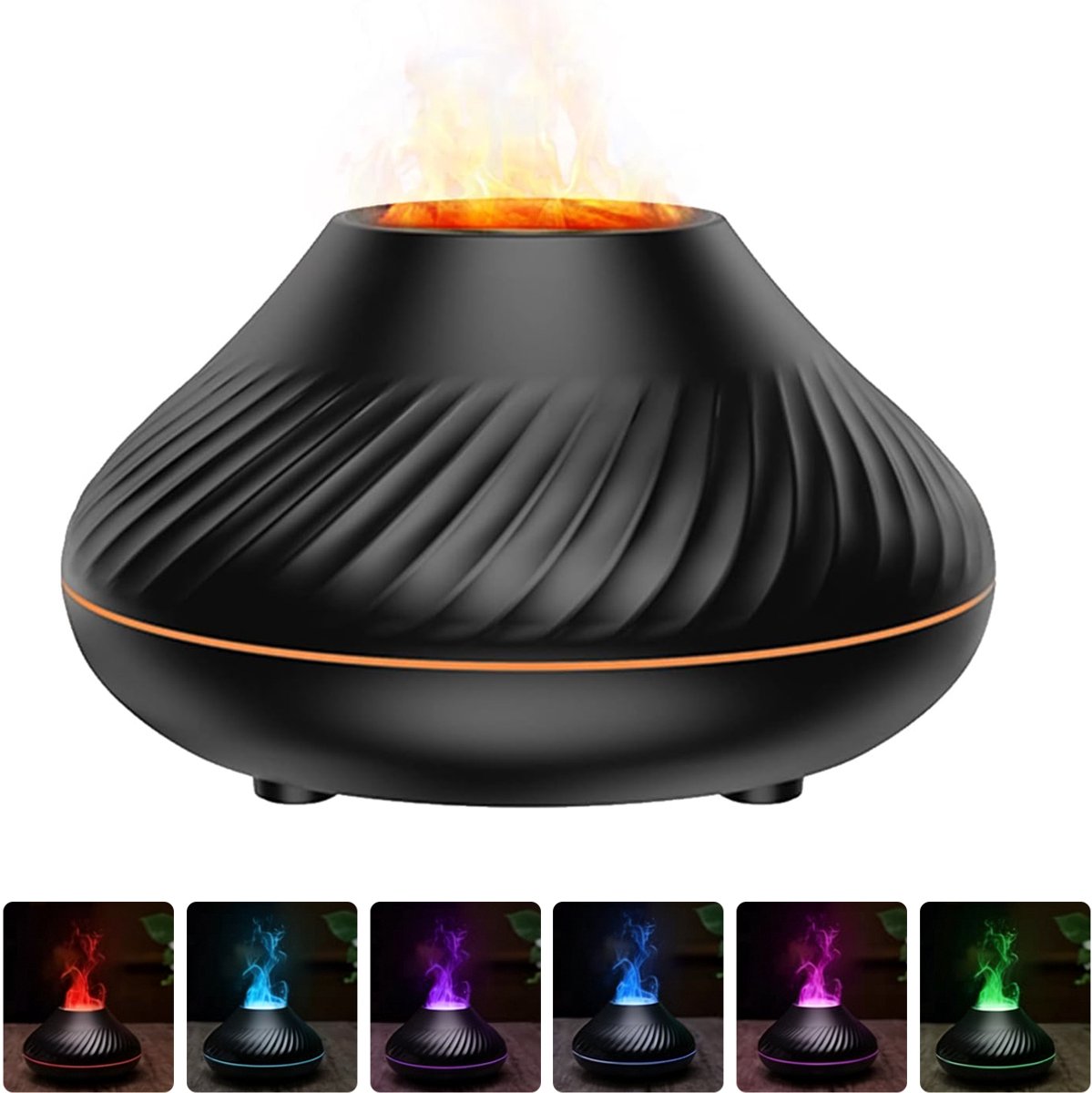 Diffuser Voor Etherische Oliën - Flame Aromatherapie Diffuser - Olieverspreider Met Kleurrijk Nachtlampje - Ultrasone Luchtbevochtiger