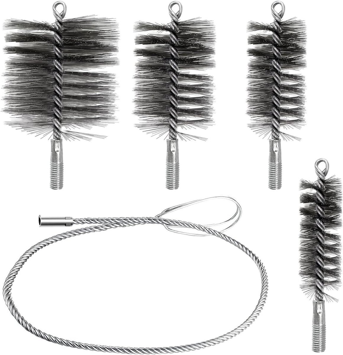 Pijpborstel Set - Schoorsteen Reiniger - Onderhoud Verwarming - 4 Maten Inclusief - 30-150