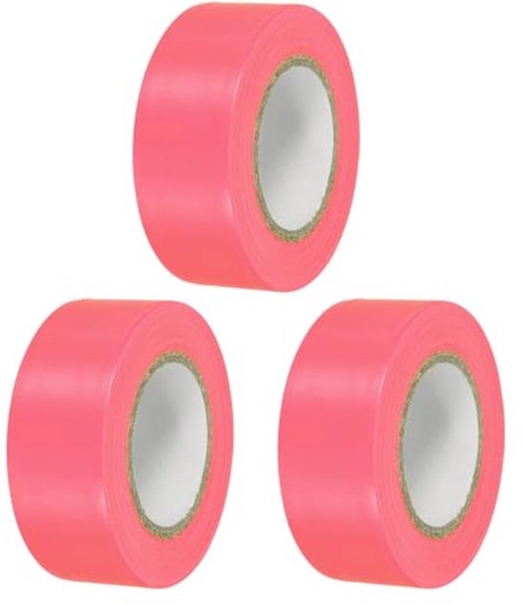 Signal Tape 3 x 35 cm - Neon PVC Markeringstape - Niet-Plakkend - Roze - 3 Rollen