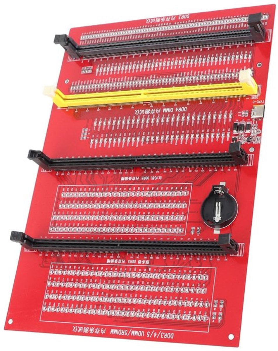 RAM-geheugentestkaart, DDR3 DDR4 DDR5 UDMM RDIMM-diagnose-analysator met LED-verlichting, geschikt voor desktop- en servercomputers.