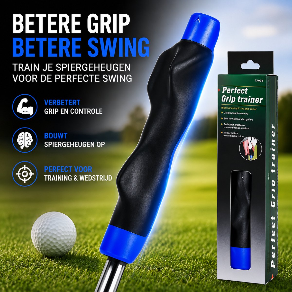 FSW-Products Golf Grip Trainer – Golf Swing Trainer voor Betere Grip en Swing – Trainingshulp voor Golf – Geschikt voor Vrijwel Alle Golfclubs
