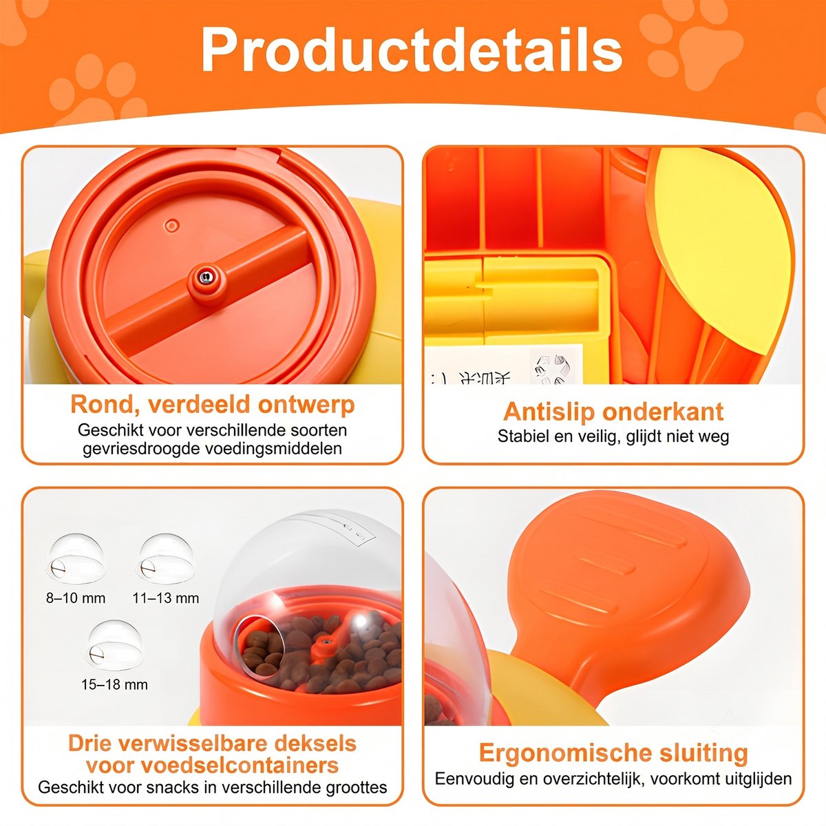 Gele Eend Automatische Voerbak Voor Huisdieren Interactief Voerspeelgoed Voor Katten En Honden Slow Feeder Snoepjesdispenser Huisdieren Speelgoed ABS thumbnail 2