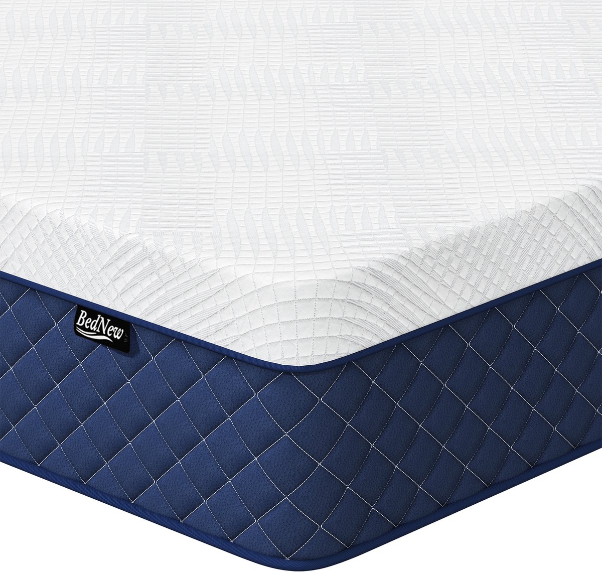 Bednew Hybrid Matras - 140x200 cm - Pocketvering - 31 cm Dik - 7 Zones - Traagschuim - Oeko-Tex Gecertificeerd Blauw/Wit