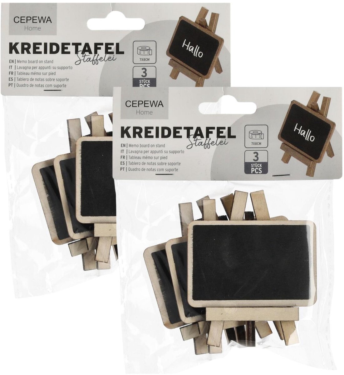 Cepewa memobordjes - 6x - 7 x 8 cm - krijtbordje - naambordje/plaatskaartje - tafelschikking