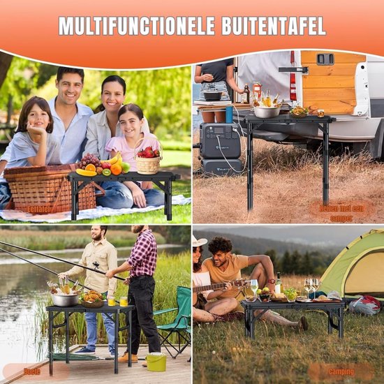 KIRA® Campingtafel - Opvouwbare Tafel - Draagbare Opklapbare Tafel - Zwart ‎40cm x 58cm x 70cm van Kira — afbeelding 3
