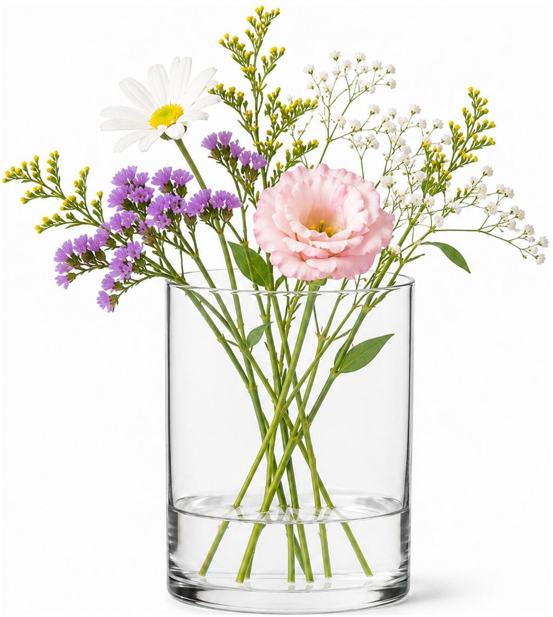 Alessandro bloemenvaas Florero - transparant glas - H16 cm - cilinder vorm