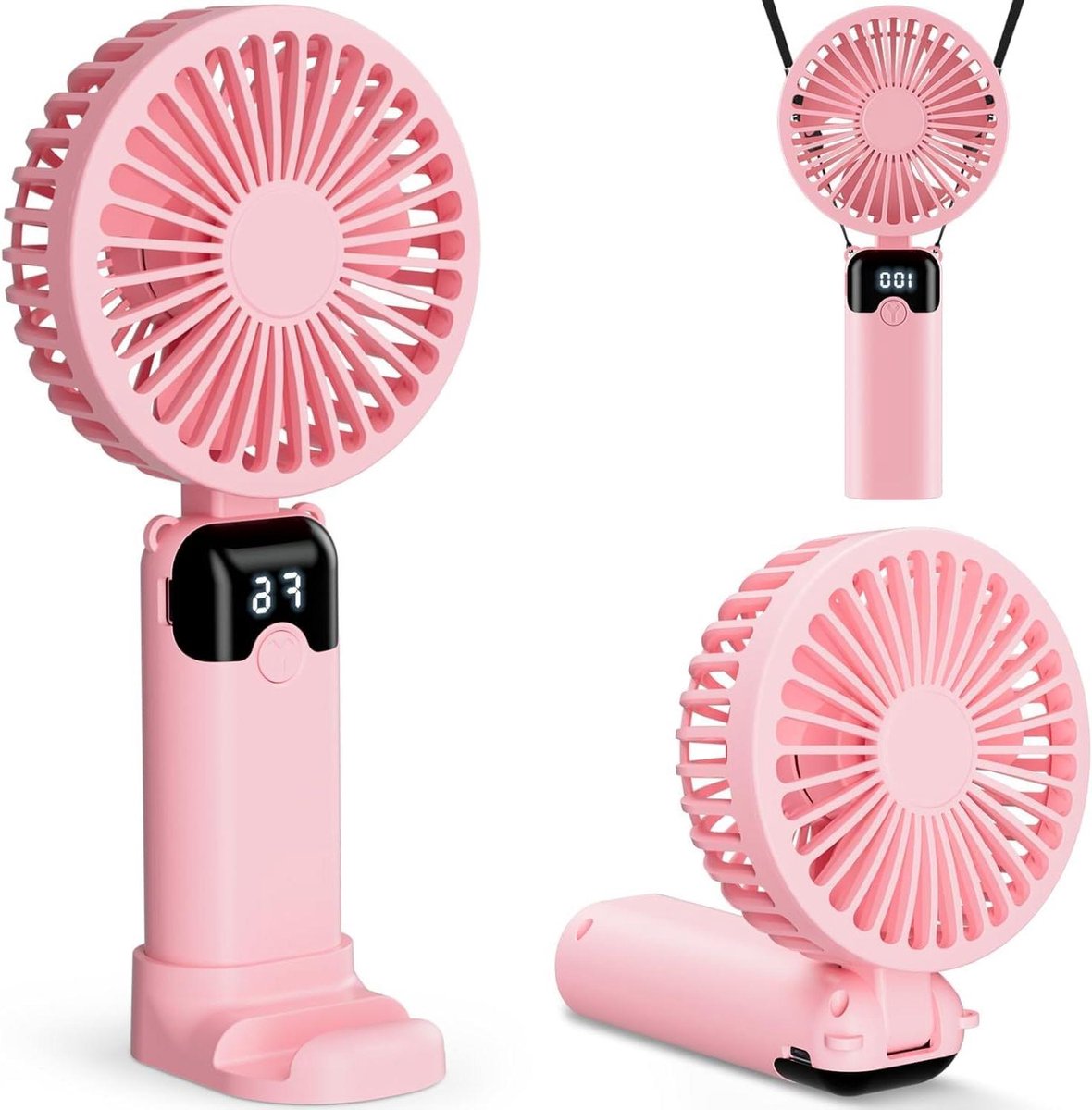 Handventilator - Draagbare Ventilator - Persoonlijke Koeling - Oplaadbaar - 10x10x10 mm - Roze