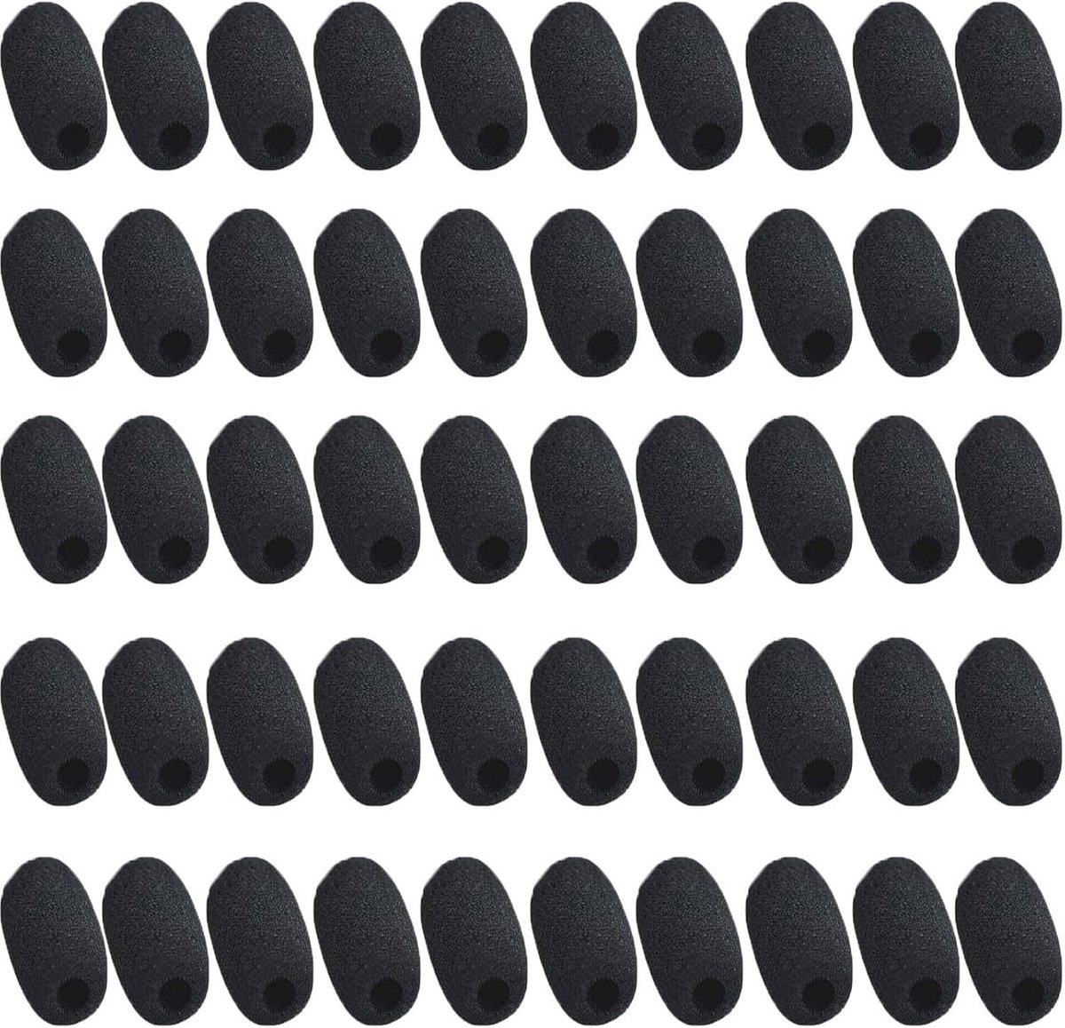 Vervangende Microfoons met Windscreen - 50 Stuks Schuim, Mini Microfoon en Headset voor Educatie, Podium en Conferenties (Zwart)