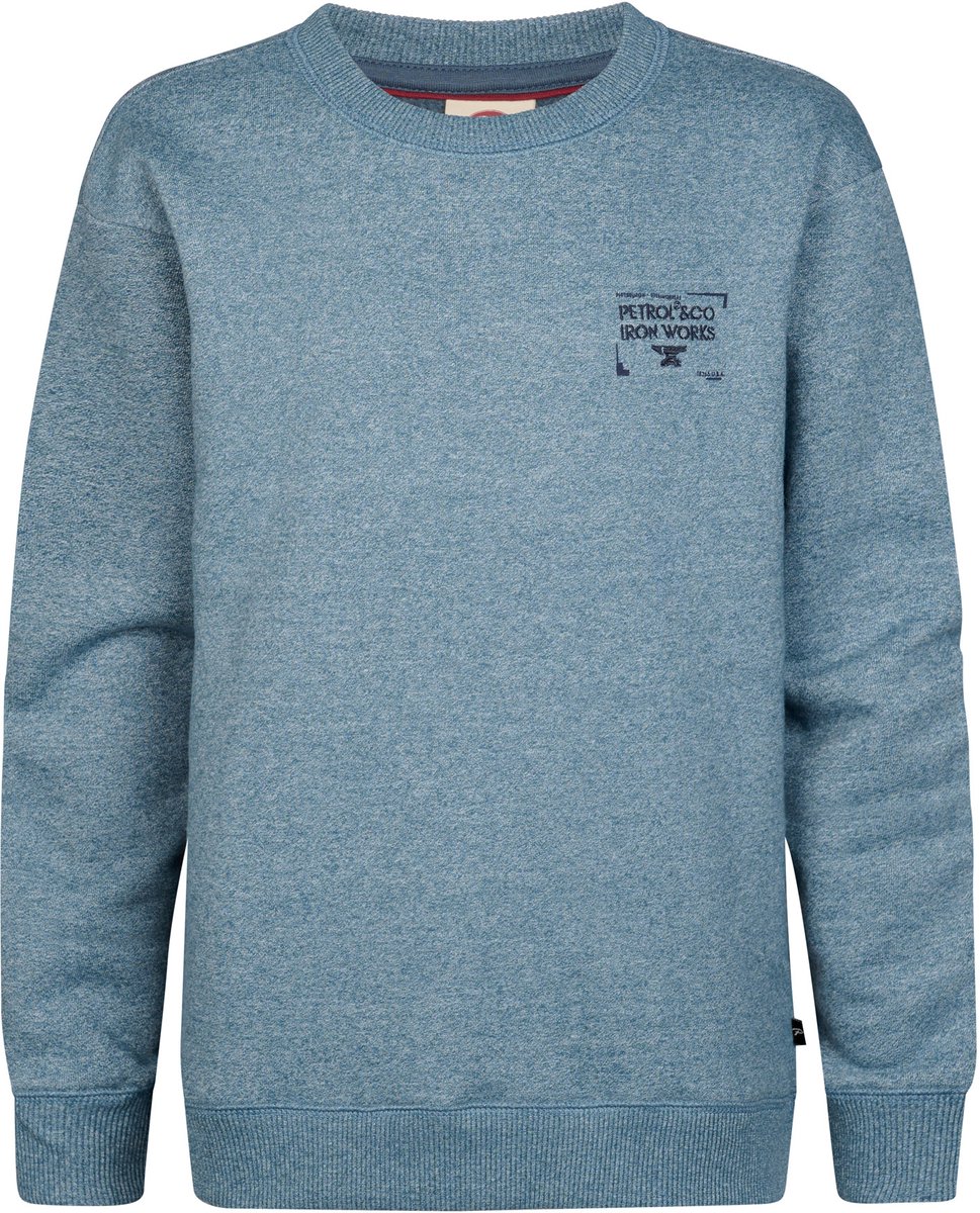 Petrol Industries - Jongens Gemêleerde sweater met ronde hals forgerun - Blauw - Maat 104