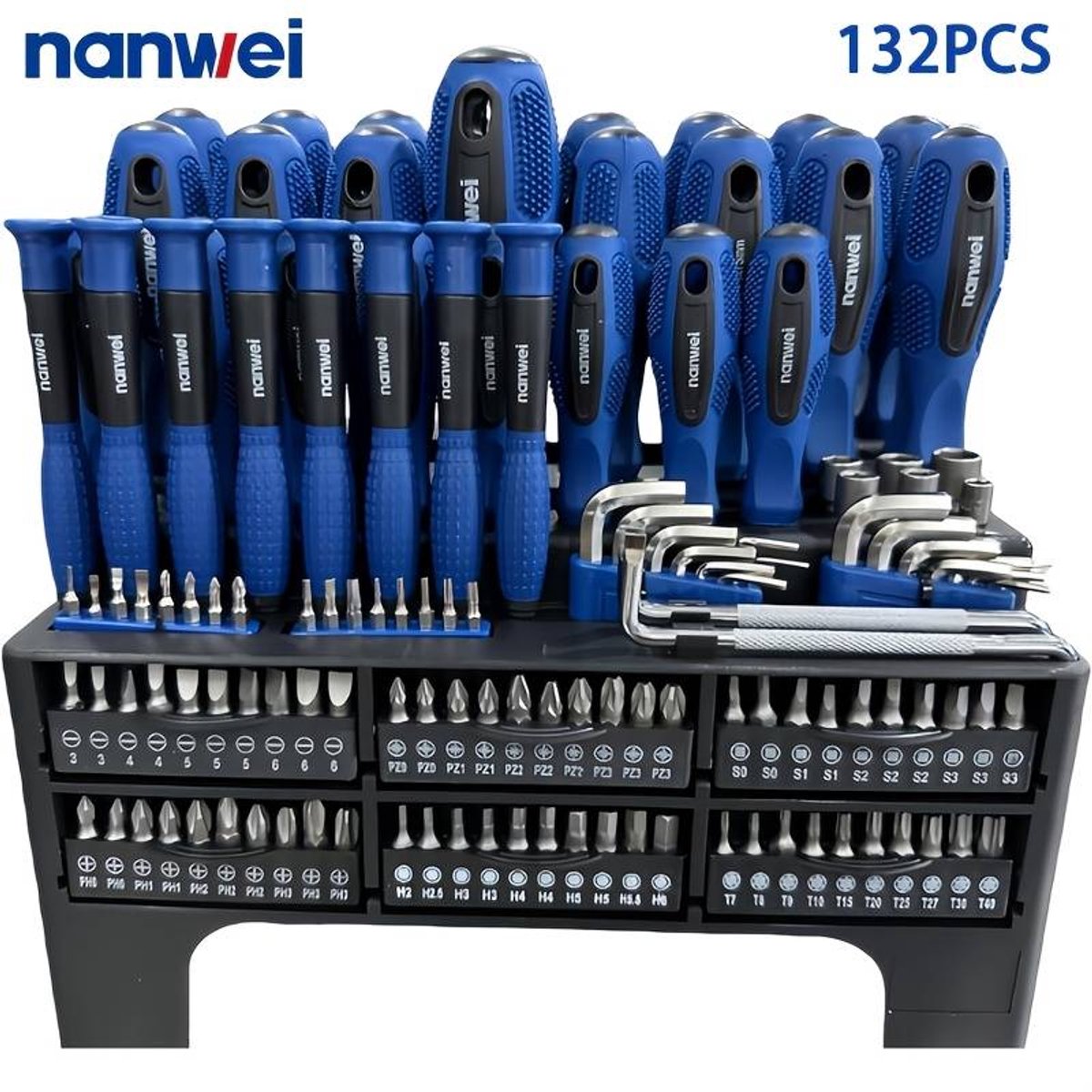 132-delige magnetische schroevendraaierset met kunststof opbergdoos, inclusief precisieschroevendraaiers, ratelsleutel, inbussleutels & dopsleuteladapters, ideaal voor doe-het-zelf & als cadeau