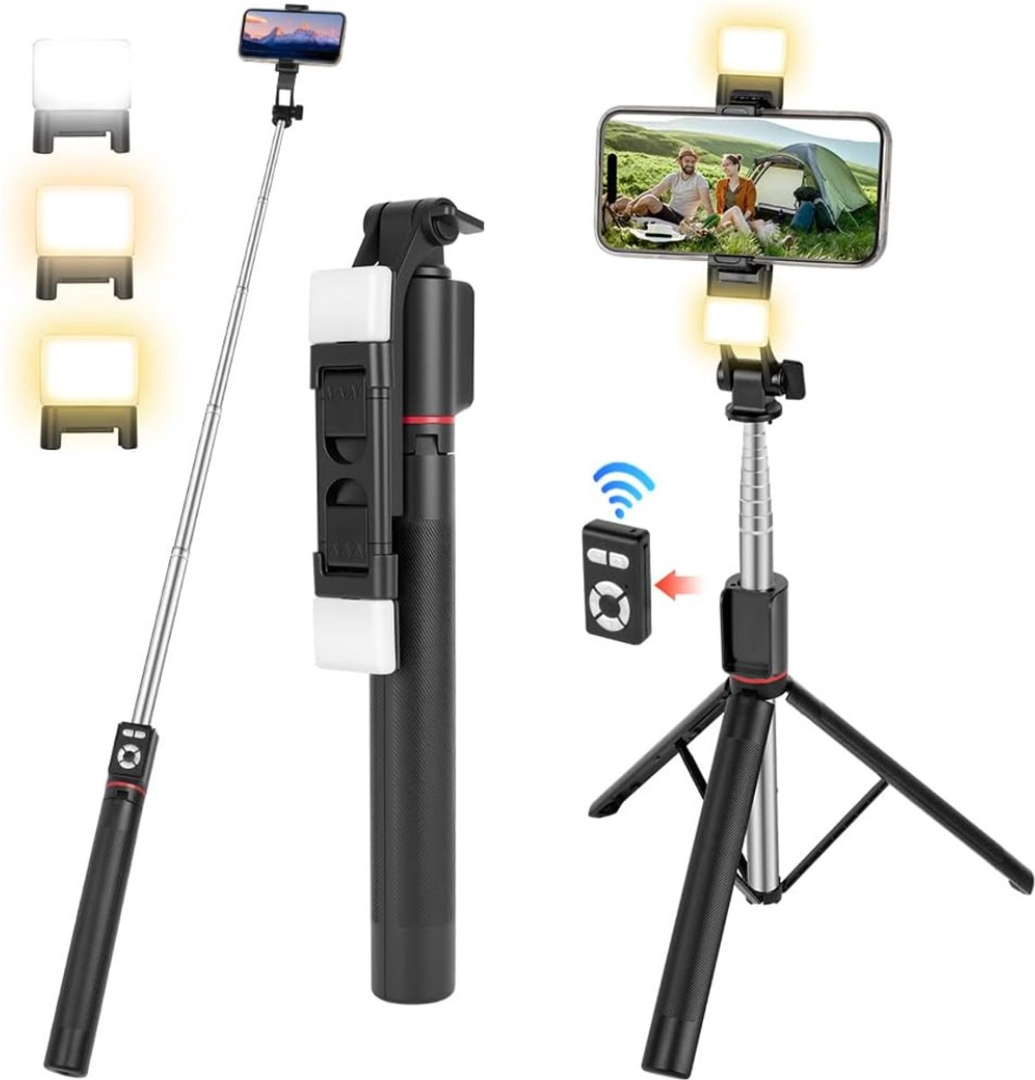 CLGP® Selfiestick Statief - Telefoonhouder - Mobiele Fotografie - Zwart